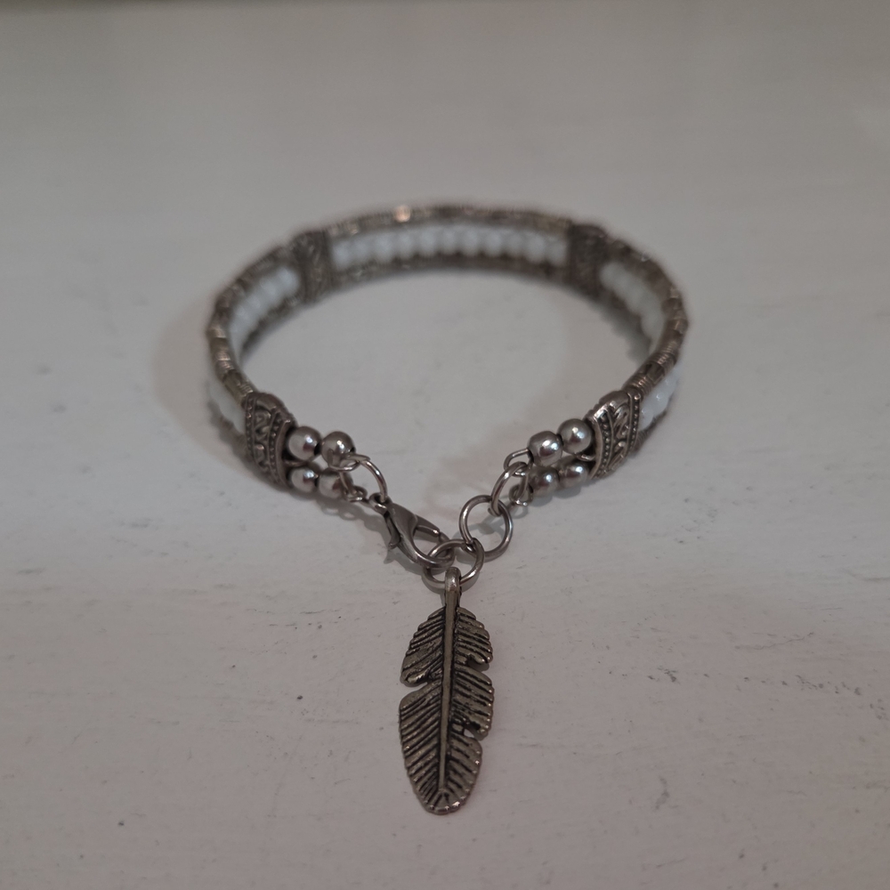 Silver Feather Charm Bracelet